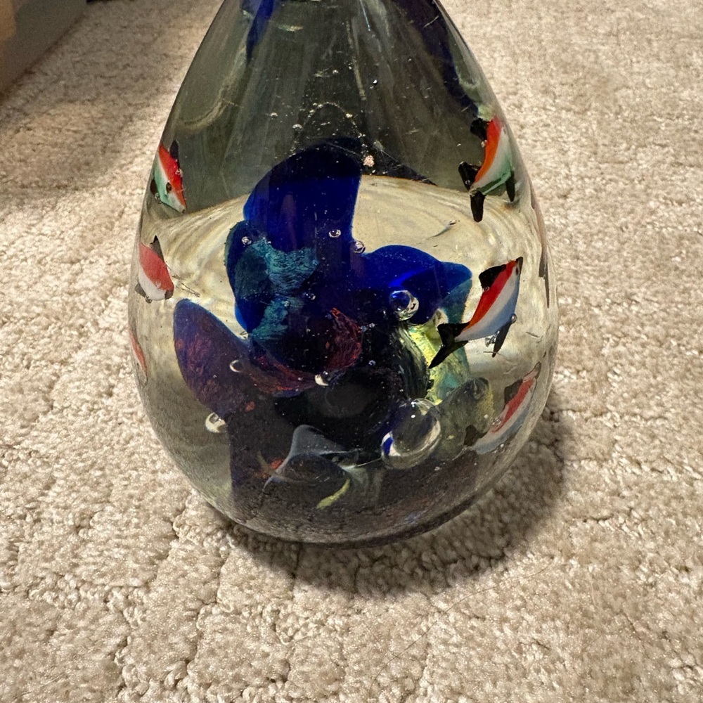 Paperweight Fish And Coral Under The Sea Aquarium Art Glass Murano Style - Picture 3 of 14
